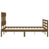 Honey Brown Small Double Bed Frame with Headboard | HipoMarket