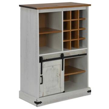 Wine Cabinet HALDEN - White Pine with Sliding Door & Racks