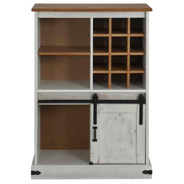 Wine Cabinet HALDEN - White Pine with Sliding Door & Racks