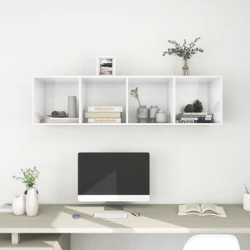 High Gloss White Wall-Mounted TV Cabinet | 37x37x142.5 cm