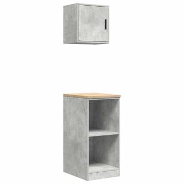 Garage Cabinets 2 pcs in Concrete Grey - Durable & Spacious