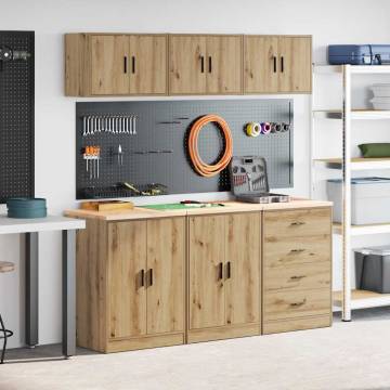 6 pcs Artisan Oak Garage Cabinets - Durable & Stylish Storage