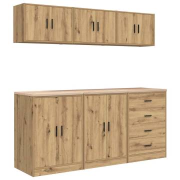 6 pcs Artisan Oak Garage Cabinets - Durable & Stylish Storage