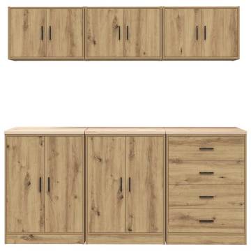 6 pcs Artisan Oak Garage Cabinets - Durable & Stylish Storage