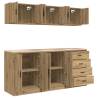 6 pcs Artisan Oak Garage Cabinets - Durable & Stylish Storage