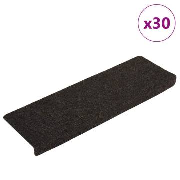 Stair Mats Self-Adhesive 30 pcs Dark Brown | Hipomarket