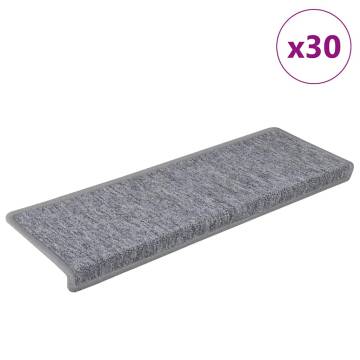 Stylish Stair Mats - 30 pcs, Non-Slip White & Grey | HipoMarket