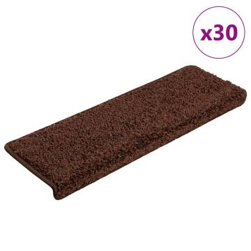 Stair Mats 30 pcs - Non-Slip Brown 65x21x4 cm | HipoMarket