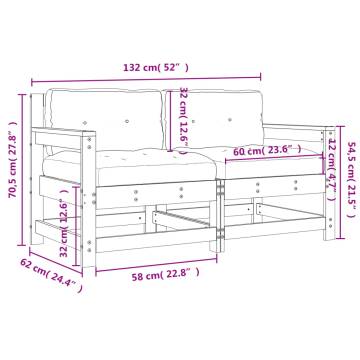 Garden Chairs with Cushions - 2 pcs Solid Wood Pine Furniture