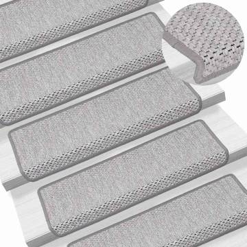 Self-Adhesive Stair Mats - 30 Pcs Sisal-Look Platina