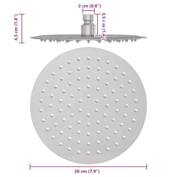 20 cm Round Rain Shower Head - Durable Stainless Steel 304