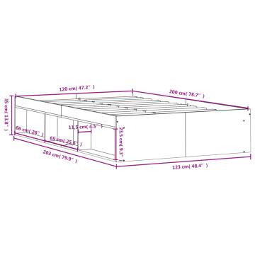 Grey Sonoma Bed Frame 120x200 cm - Modern & Durable Design