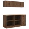 6 pcs Brown Oak Garage Cabinets - Durable, Stylish Storage