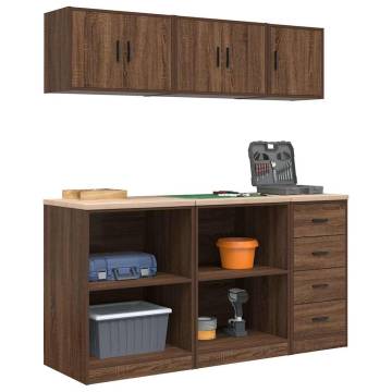 6 pcs Brown Oak Garage Cabinets - Durable, Stylish Storage