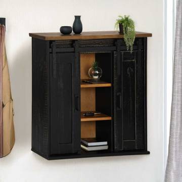 HALDEN 2 Sliding Door Hanging Cabinet - Black Pine Storage