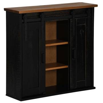 HALDEN 2 Sliding Door Hanging Cabinet - Black Pine Storage