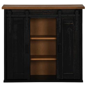 HALDEN 2 Sliding Door Hanging Cabinet - Black Pine Storage