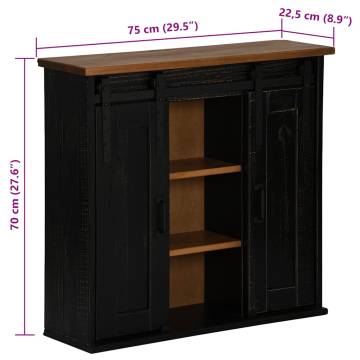 HALDEN 2 Sliding Door Hanging Cabinet - Black Pine Storage