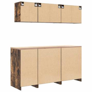 Garage Cabinets 6 pcs Smoked Oak Engineered Wood | HIPO Market