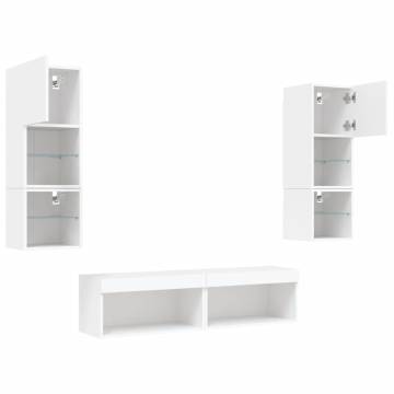 6 Piece TV Wall Units with LED - Stylish Storage Solution