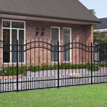 Garden Fence with Spear Top - Black Powder-Coated Steel 165cm