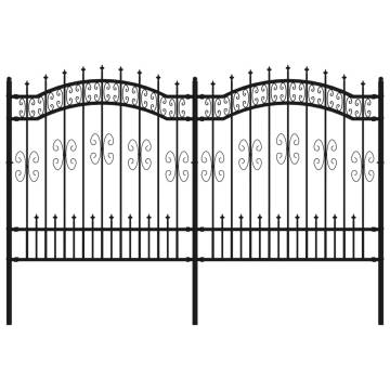 Garden Fence with Spear Top - Black Powder-Coated Steel 165cm