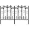 Garden Fence with Spear Top - Black Powder-Coated Steel 165cm