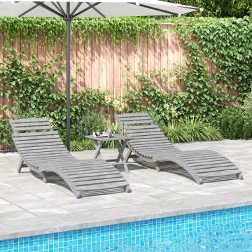 Sun Loungers Set - 2 pcs with Table in Grey Acacia Wood