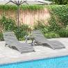  Sun Loungers 2 pcs with Table Grey Solid Wood Acacia Colour grey Quantity in Package 1 Model 2 sunloungers with table 