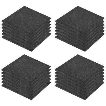 Fall Protection Tiles - 24 Rubber Tiles 50x50x3 cm Black