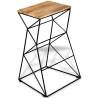 Vintage Bar Stool - Solid Mango Wood with Iron Frame