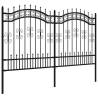 Garden Fence with Spear Top - Black Powder-Coated Steel 165cm