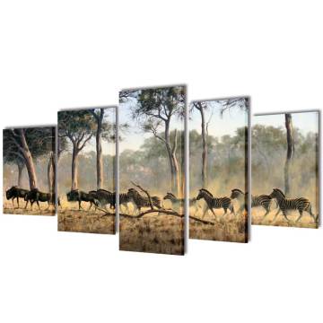 Zebra Canvas Wall Print Set - 200 x 100 cm | HipoMarket