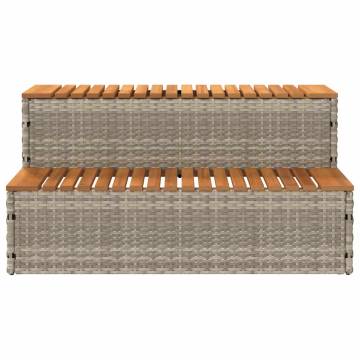 Hot Tub Step Light Grey - Durable Poly Rattan & Acacia