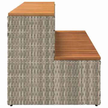 Hot Tub Step Light Grey - Durable Poly Rattan & Acacia