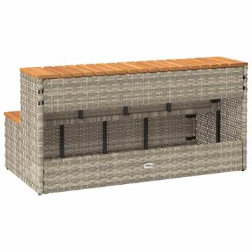 Hot Tub Step Light Grey - Durable Poly Rattan & Acacia