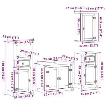 4 Piece Corona Solid Wood Pine Bathroom Furniture Set