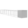 Dog House with Run - Light Grey Galvanised Steel | HipoMarket