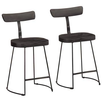 Stylish Black Bar Stools - 2 pcs Solid Mango Wood | HipoMarket