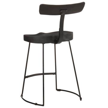 Stylish Black Bar Stools - 2 pcs Solid Mango Wood | HipoMarket