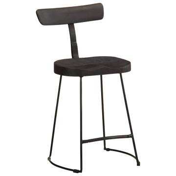 Stylish Black Bar Stools - 2 pcs Solid Mango Wood | HipoMarket