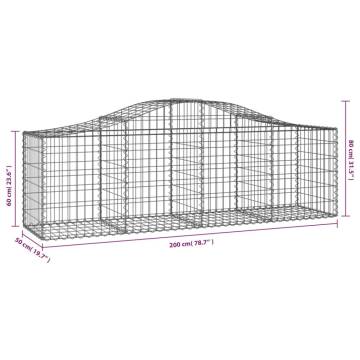 Arched Gabion Baskets 2 pcs - Durable Galvanised Iron | HipoMarket