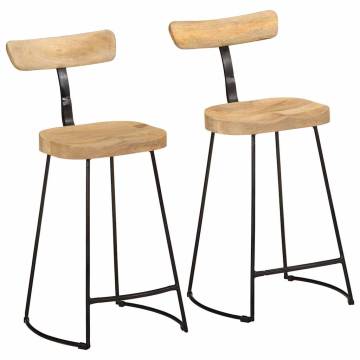 Bar Stools 2 pcs Solid Wood Mango - Modern & Durable Design