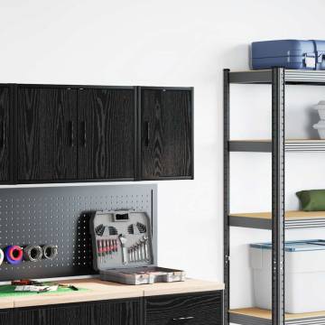 Garage Wall Cabinet Black - Durable Engineered Wood Storage