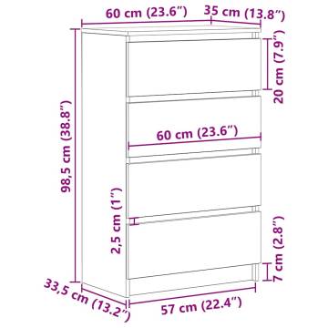 Old Wood Sideboard - 60x35x98.5 cm Engineered Wood Storage