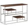 Elegant Console Table - Silver Steel & Solid Wood | HipoMarket