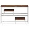 Elegant Console Table - Silver Steel & Solid Wood | HipoMarket