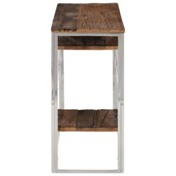 Elegant Console Table - Silver Steel & Solid Wood | HipoMarket