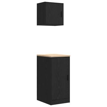 Garage Cabinets 2 pcs - Black Engineered Wood | HipoMarket