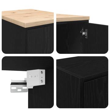 Garage Cabinets 2 pcs - Black Engineered Wood | HipoMarket